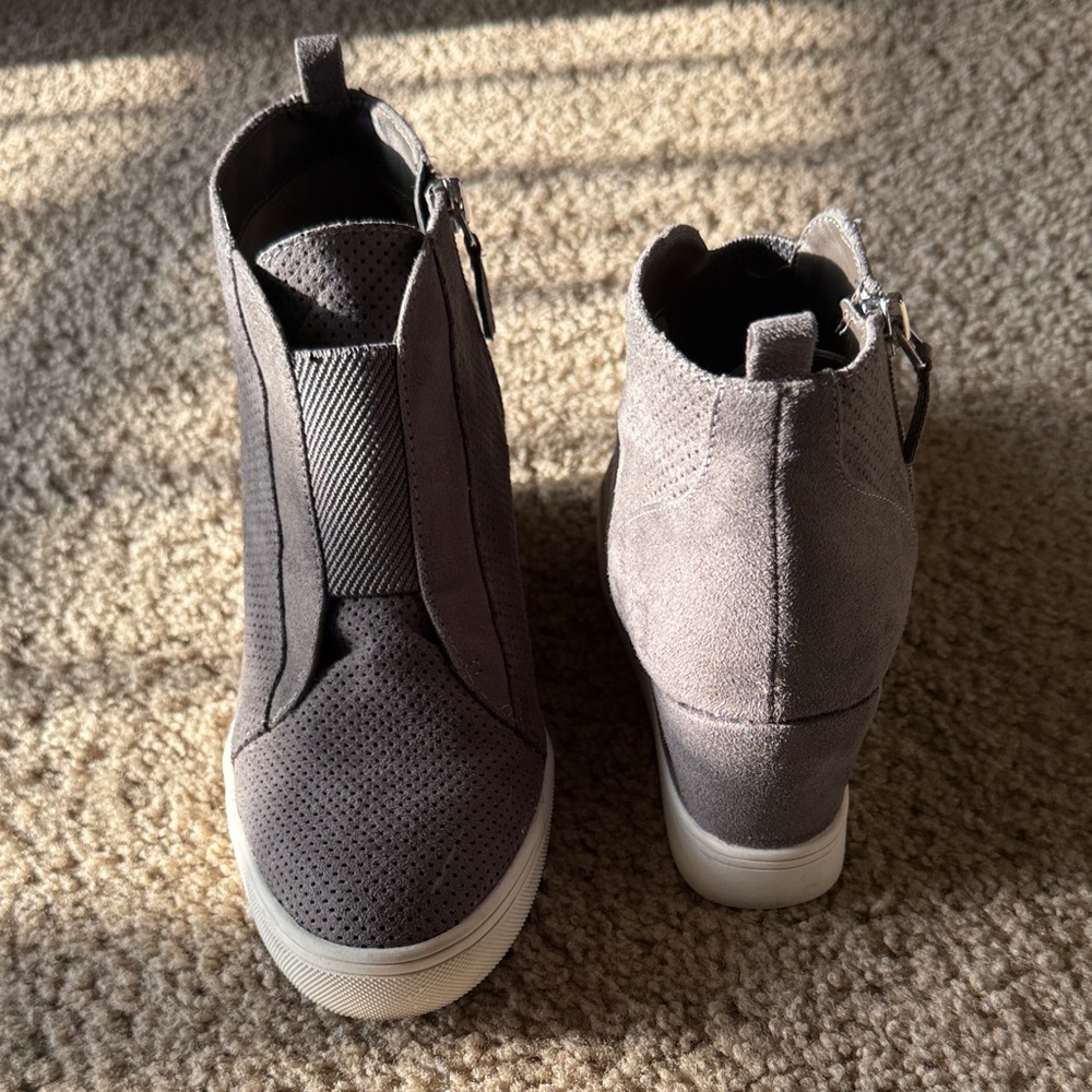 MIA Charcoal Suede Women's Wedge Sneakers
